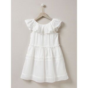 Like-new Cyrillus Paris White Ruffle Cotton Dress
